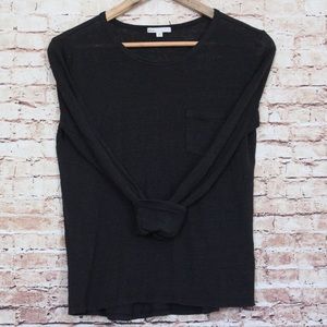 Onia | Black Long Sleeve Heathered Cover Up Shirt